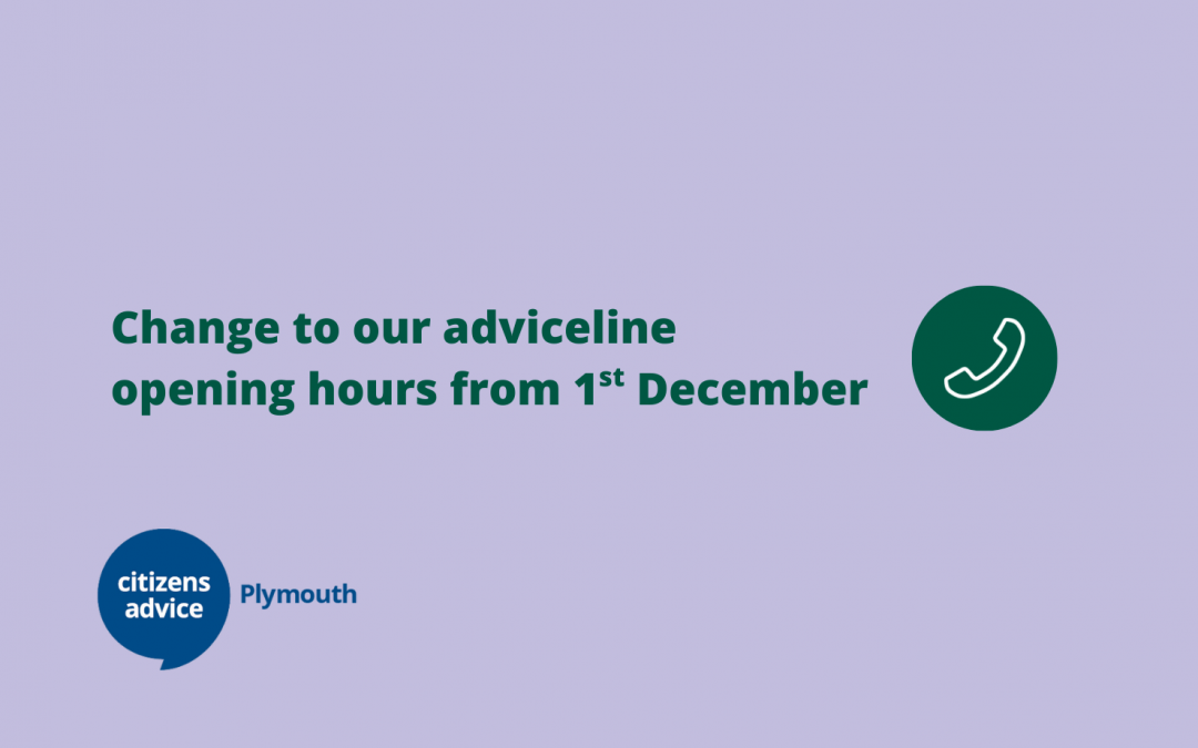 Change to our telephone hours from 1st December